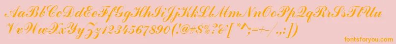 Commercialscrdee-Schriftart – Orangefarbene Schriften auf rosa Hintergrund