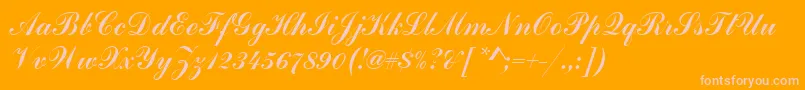 Commercialscrdee-Schriftart – Rosa Schriften auf orangefarbenem Hintergrund