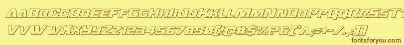 フォントOceanicdrift3Dital – 茶色の文字が黄色の背景にあります。