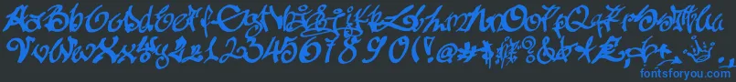 Tagging Font – Blue Fonts on Black Background