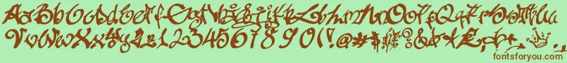 Tagging Font – Brown Fonts on Green Background