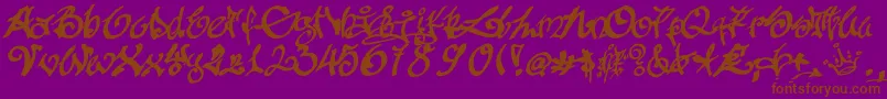 Tagging Font – Brown Fonts on Purple Background