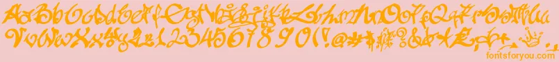 Tagging-Schriftart – Orangefarbene Schriften auf rosa Hintergrund