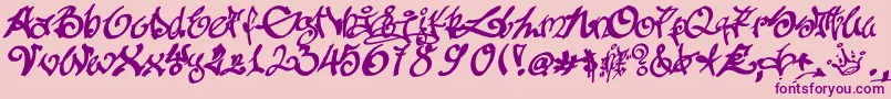 Tagging Font – Purple Fonts on Pink Background