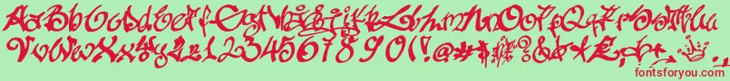 Tagging Font – Red Fonts on Green Background