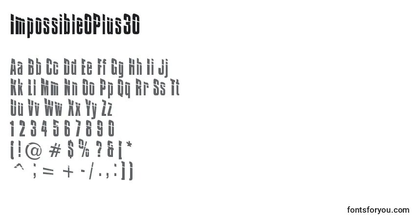Czcionka Impossible0Plus30 – alfabet, cyfry, specjalne znaki
