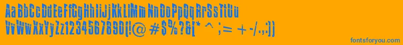 Impossible0Plus30-Schriftart – Blaue Schriften auf orangefarbenem Hintergrund