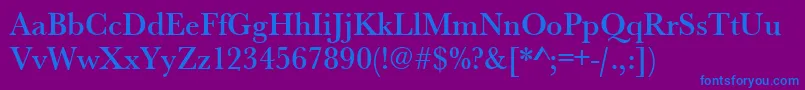 Urwbaskertmednar-fontti – siniset fontit violetilla taustalla