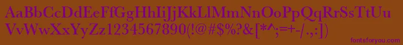 Urwbaskertmednar-Schriftart – Violette Schriften auf braunem Hintergrund