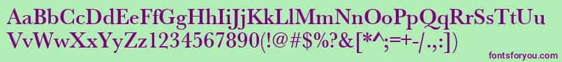 Urwbaskertmednar-Schriftart – Violette Schriften auf grünem Hintergrund