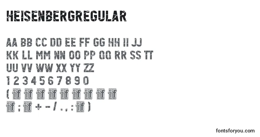 Schriftart HeisenbergRegular – Alphabet, Zahlen, spezielle Symbole