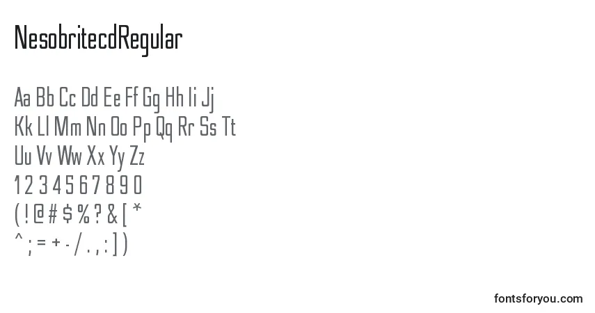 Czcionka NesobritecdRegular – alfabet, cyfry, specjalne znaki