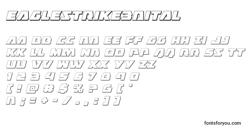 A fonte Eaglestrike3Dital – alfabeto, números, caracteres especiais