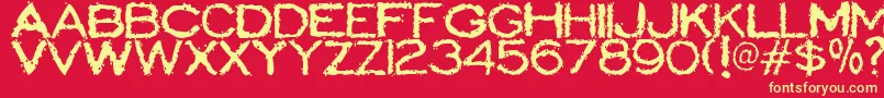 ScatterbrainedRestrained-Schriftart – Gelbe Schriften auf rotem Hintergrund
