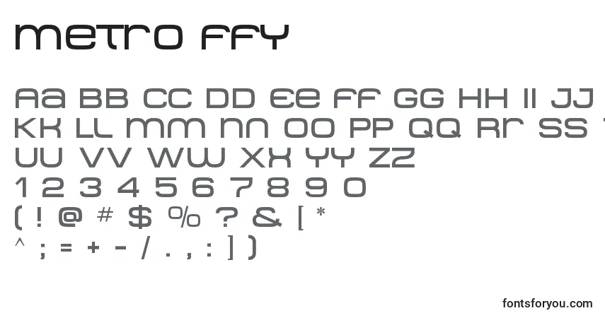 Schriftart Metro ffy – Alphabet, Zahlen, spezielle Symbole