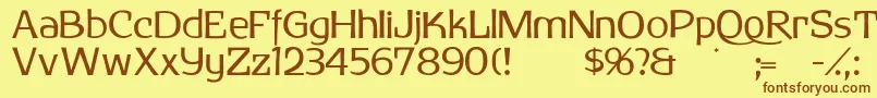 フォントHerdeckesans – 茶色の文字が黄色の背景にあります。