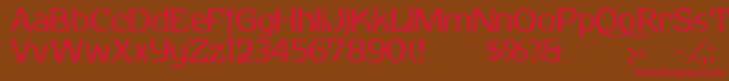 フォントHerdeckesans – 赤い文字が茶色の背景にあります。