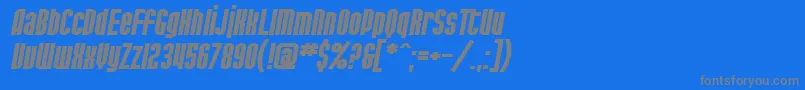 SfPortMckenzieExtendedBoldItalic-fontti – harmaat kirjasimet sinisellä taustalla