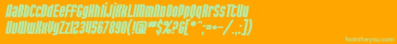 SfPortMckenzieExtendedBoldItalic-Schriftart – Grüne Schriften auf orangefarbenem Hintergrund