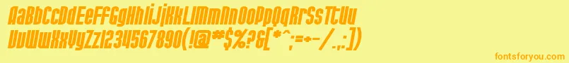 フォントSfPortMckenzieExtendedBoldItalic – オレンジの文字が黄色の背景にあります。