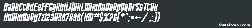 SfPortMckenzieExtendedBoldItalic-fontti – valkoiset fontit mustalla taustalla