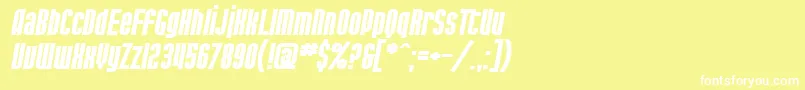 SfPortMckenzieExtendedBoldItalic-fontti – valkoiset fontit keltaisella taustalla