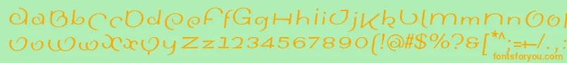 フォントSinahsansLtItalic – オレンジの文字が緑の背景にあります。