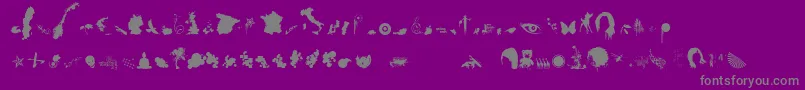 LoosydingsExpert-fontti – harmaat kirjasimet violetilla taustalla