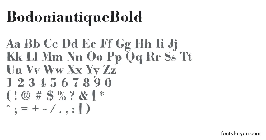 Schriftart BodoniantiqueBold – Alphabet, Zahlen, spezielle Symbole