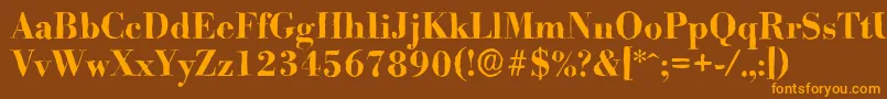 フォントBodoniantiqueBold – オレンジ色の文字が茶色の背景にあります。