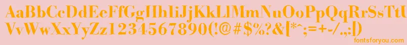 BodoniantiqueBold-Schriftart – Orangefarbene Schriften auf rosa Hintergrund