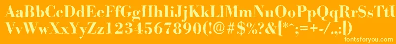 BodoniantiqueBold-Schriftart – Gelbe Schriften auf orangefarbenem Hintergrund