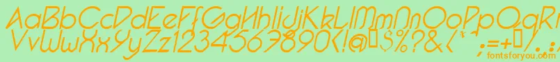 PacotillItalLight-Schriftart – Orangefarbene Schriften auf grünem Hintergrund