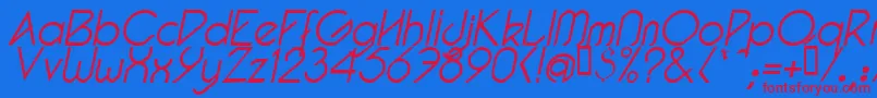 PacotillItalLight Font – Red Fonts on Blue Background