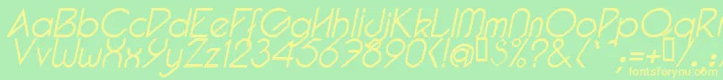 PacotillItalLight Font – Yellow Fonts on Green Background