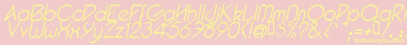 PacotillItalLight-Schriftart – Gelbe Schriften auf rosa Hintergrund