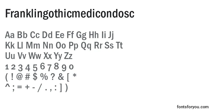 Czcionka Franklingothicmedicondosc – alfabet, cyfry, specjalne znaki