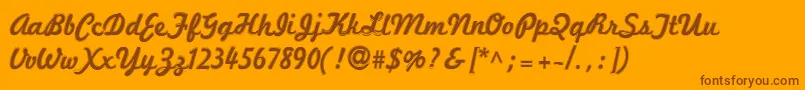 MarketingScriptInline Font – Brown Fonts on Orange Background