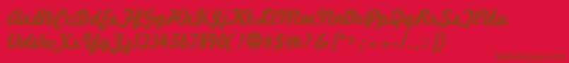 MarketingScriptInline Font – Brown Fonts on Red Background