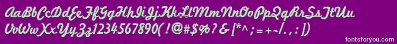 フォントMarketingScriptInline – 紫の背景に緑のフォント