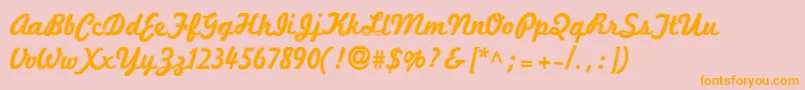 MarketingScriptInline Font – Orange Fonts on Pink Background