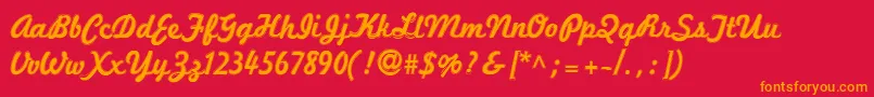 MarketingScriptInline Font – Orange Fonts on Red Background