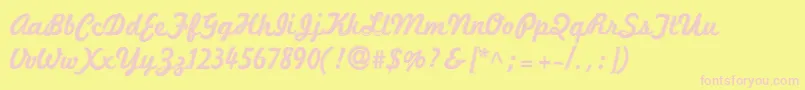 MarketingScriptInline Font – Pink Fonts on Yellow Background