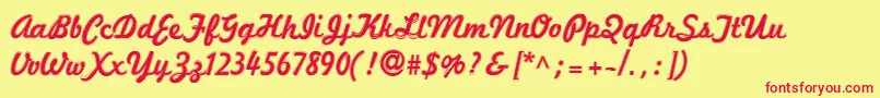 MarketingScriptInline Font – Red Fonts on Yellow Background