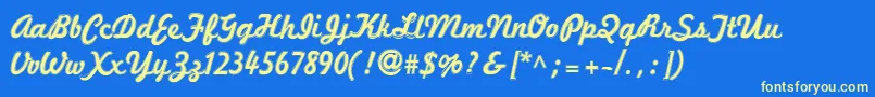 MarketingScriptInline Font – Yellow Fonts on Blue Background