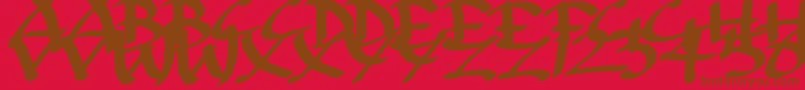 Fonte ArchaicAsianInks – fontes marrons em um fundo vermelho
