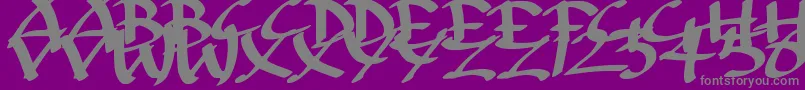ArchaicAsianInks-fontti – harmaat kirjasimet violetilla taustalla