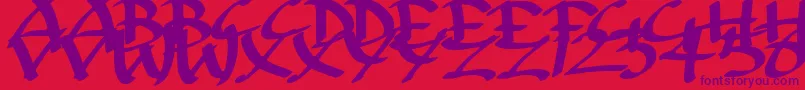 ArchaicAsianInks Font – Purple Fonts on Red Background