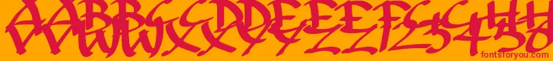 ArchaicAsianInks Font – Red Fonts on Orange Background