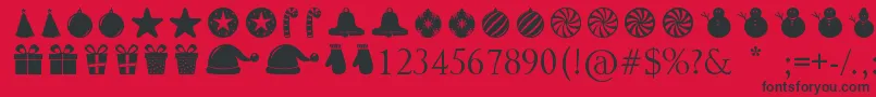 フォントChristmasShapes – 赤い背景に黒い文字